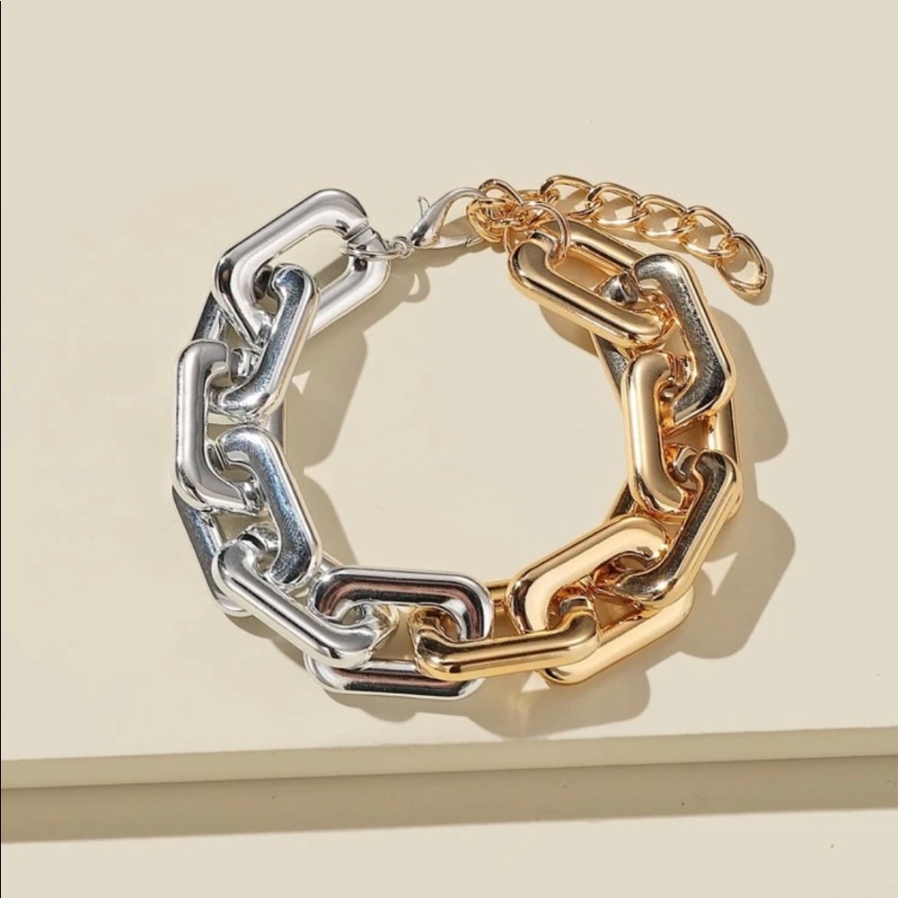 Gold And Silver Chain Link Bracelet